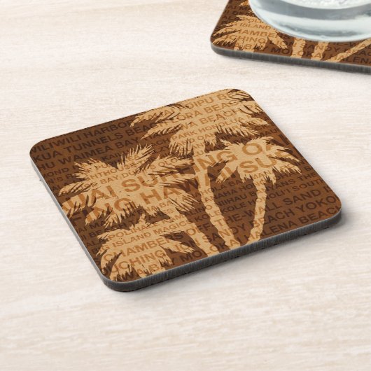 Surfen Hawaii Palm Trees Imitate Holz Untersetzer (Linke Seite)