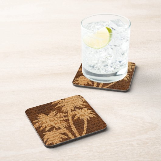 Surfen Hawaii Palm Trees Imitate Holz Untersetzer (Rechte Seite)