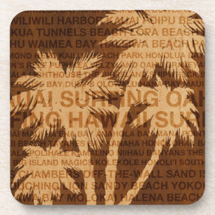 Surfen Hawaii Palm Trees Imitate Holz Untersetzer