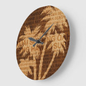 Surfen Hawaii Palm Trees Imitate Holzuhr Große Wanduhr (Winkel)