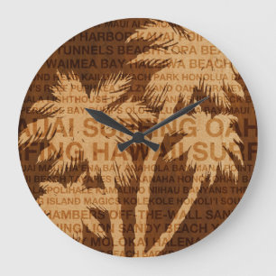 Surfen Hawaii Palm Trees Imitate Holzuhr Große Wanduhr