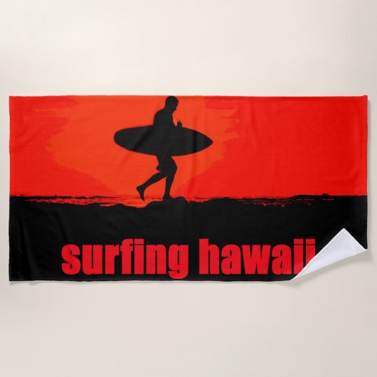 Surfen Hawaii Strandtuch (Vorderseite)