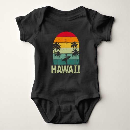 Surfen Hawaii Surfboard Retro Wave Surfer Baby Strampler (Vorderseite)