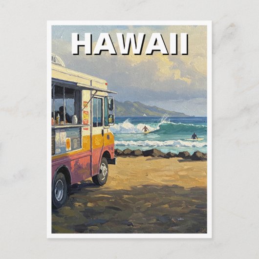 Surfen im Hawaii Food Truck Postkarte (Vorderseite)