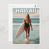 Surfen im Hawaii Surfer Girl Postkarte (Vorne/Hinten)