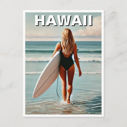 Surfen im Hawaii Surfer Girl Postkarte (Vorderseite)