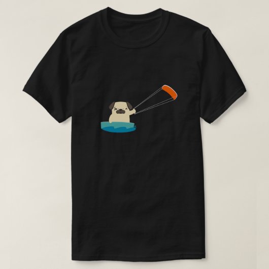 Surfen im Mops Surfbrett T-Shirt (Design vorne)