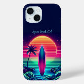 Surfen im Neon Sunset Case-Mate iPhone Hülle (Rückseite)