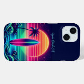 Surfen im Neon Sunset Case-Mate iPhone Hülle (Rückseite (Horizontal))