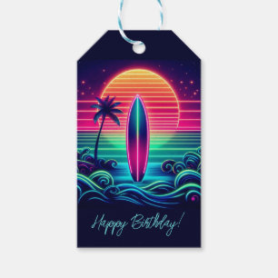 Surfen im Neon Sunset- Geschenkanhänger