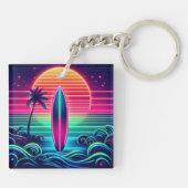 Surfen im Neon Sunset Schlüsselanhänger (Rückseite)
