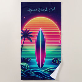 Surfen im Neon Sunset- Strandtuch