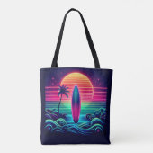 Surfen im Neon Sunset Tasche (Rückseite)