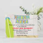 Surfen im Party Surfbrett Einladung (Stehend Vorderseite)