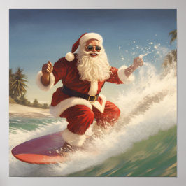 Surfen im Santa Claus Holiday-Poster Poster