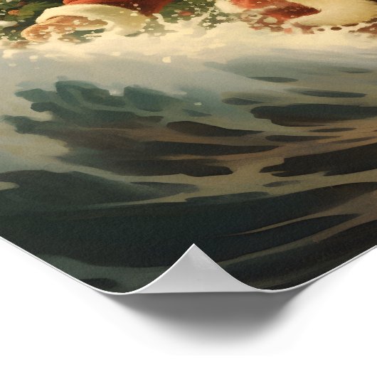 Surfen im Santa Claus Holiday-Poster Poster (Ecke)