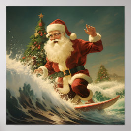 Surfen im Santa Claus Holiday-Poster Poster
