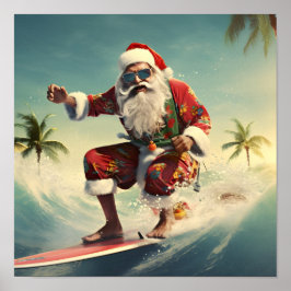Surfen im Santa Claus Holiday-Poster Poster