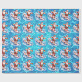 Surfen im Santa Wrapping Papier Geschenkpapier (Flach)