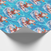 Surfen im Santa Wrapping Papier Geschenkpapier (Ecke)