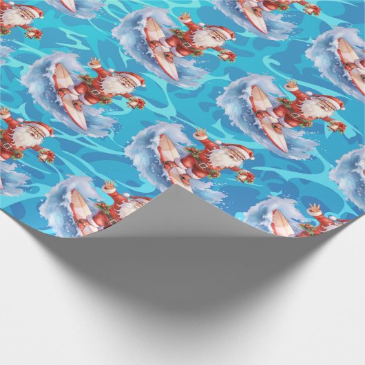 Surfen im Santa Wrapping Papier Geschenkpapier (Ecke)