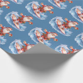 Surfen im Santa Wrapping Papier Geschenkpapier (Ecke)