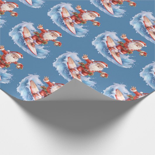 Surfen im Santa Wrapping Papier Geschenkpapier (Ecke)