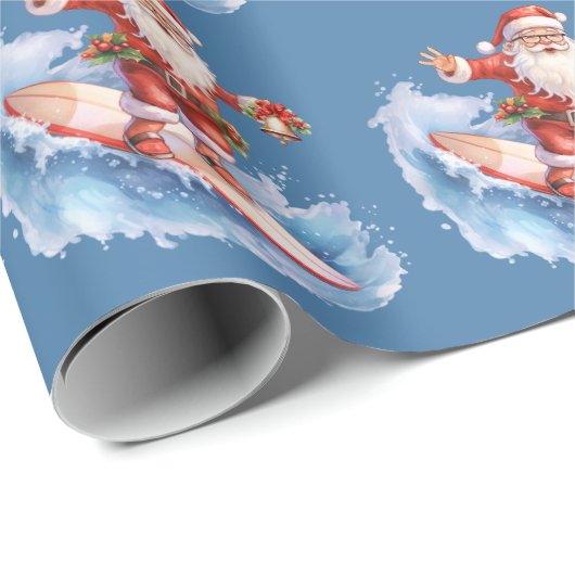 Surfen im Santa Wrapping Papier Geschenkpapier (Rolleneckpunkt)