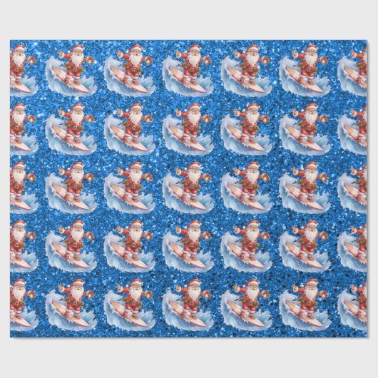 Surfen im Santa Wrapping Papier Geschenkpapier (Flach)