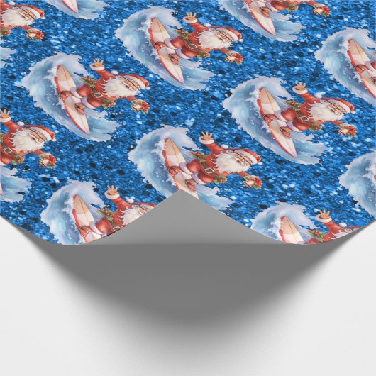 Surfen im Santa Wrapping Papier Geschenkpapier (Ecke)