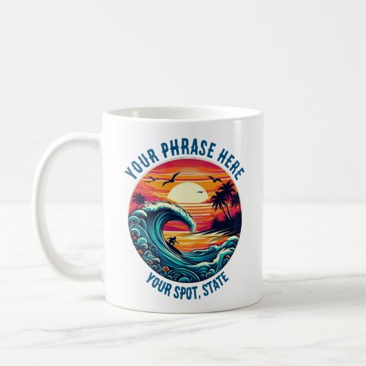 Surfen im Sunset Retro Style Kaffeetasse (Links)