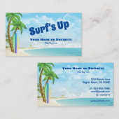 Surfen im Surfbrett und tropisches Surfen am Stran Visitenkarte (Vorne/Hinten)