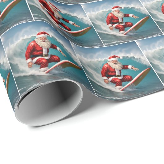 Surfen im Weihnachtsmann Geschenkpapier (Rolleneckpunkt)