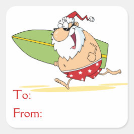 Surfen im Weihnachtsmann Quadratischer Aufkleber