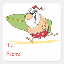 Surfen im Weihnachtsmann Quadratischer Aufkleber