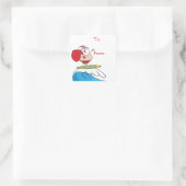 Surfen im Weihnachtsmann Quadratischer Aufkleber (Tasche)