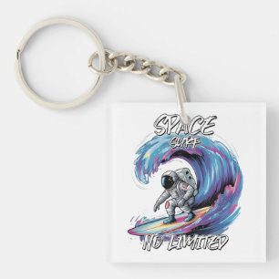 Surfen im Weltraum ohne begrenztes Shirt Schlüsselanhänger