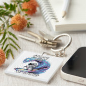 Surfen im Weltraum ohne begrenztes Shirt Schlüsselanhänger (Vorderseite rechts)