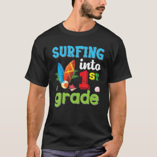 Surfen in 1. Klasse zurück zur Schule Erstes Surfe T-Shirt