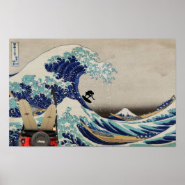 Surfen in der großen Welle Poster