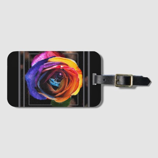 Surfen in der Regenbogen-Rose Gepäckanhänger (Vorderseite (Horizontal))