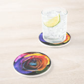 Surfen in der Regenbogen-Rose Getränkeuntersetzer (Seite)