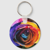 Surfen in der Regenbogen-Rose Schlüsselanhänger (Rückseite)