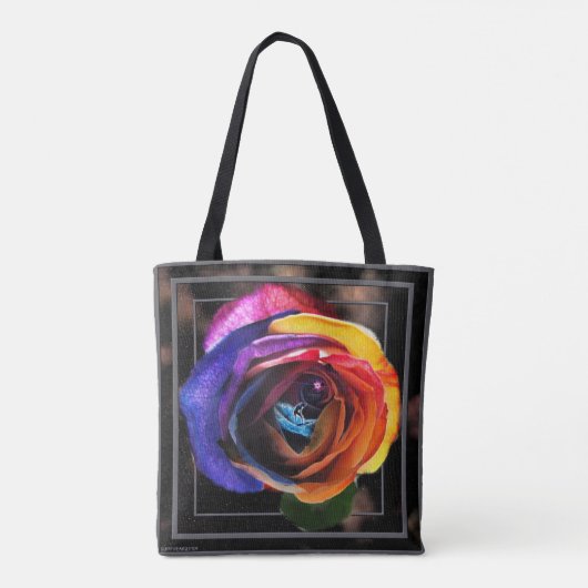 Surfen in der Regenbogen-Rose Tasche (Rückseite)