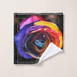 Surfen in der Regenbogen-Rose Waschlappen