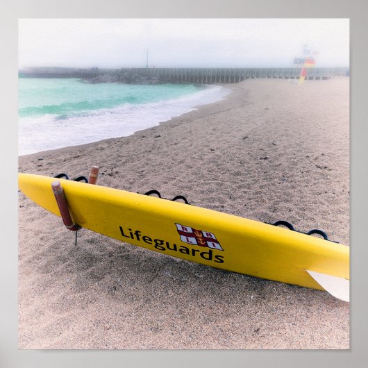 Surfen in der Rettungsweste, West Bay, Dorset Poster (Vorne)