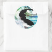 Surfen in der Wellenbrecherwelle Runder Aufkleber (Tasche)