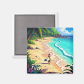 Surfen in Fidschi Magnet (Vorderseite/Rückseite)