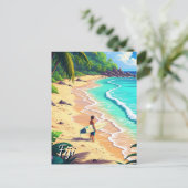 Surfen in Fidschi Postkarte (Stehend Vorderseite)