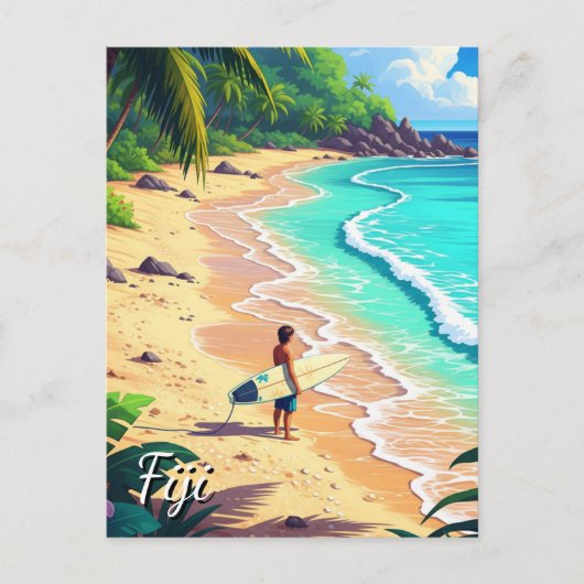 Surfen in Fidschi Postkarte (Vorderseite)